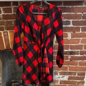 Plaid Tie-Detail Express Dress